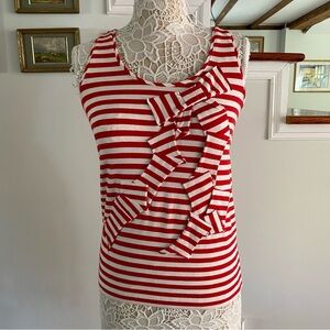 KATE SPADE Red & White Striped Tank Top Bow Appliqué Small